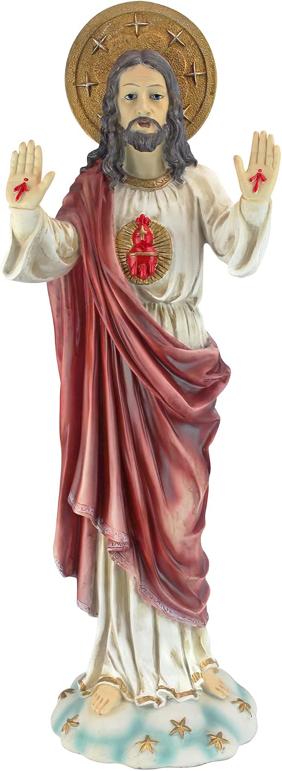 Design Toscano Sacred Heart Italian Style Garden Statue, 23 Inch, Polyresin, Full Color.