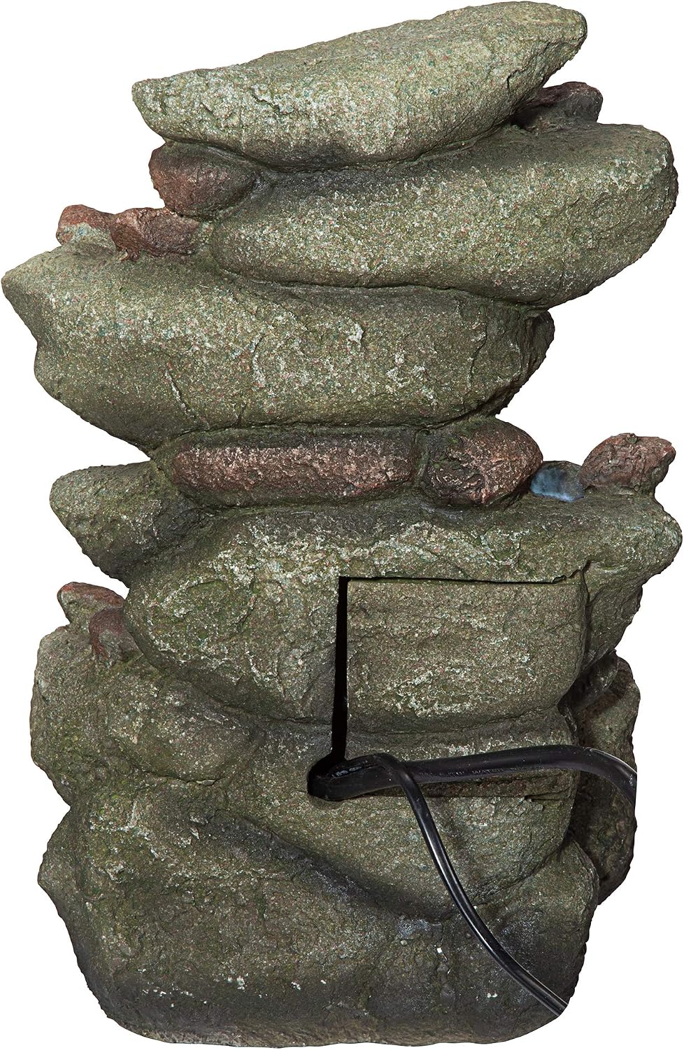Design Toscano Rocky Range Pass Cascading Waterfall Illuminated Tabletop Fountain Faux Stone