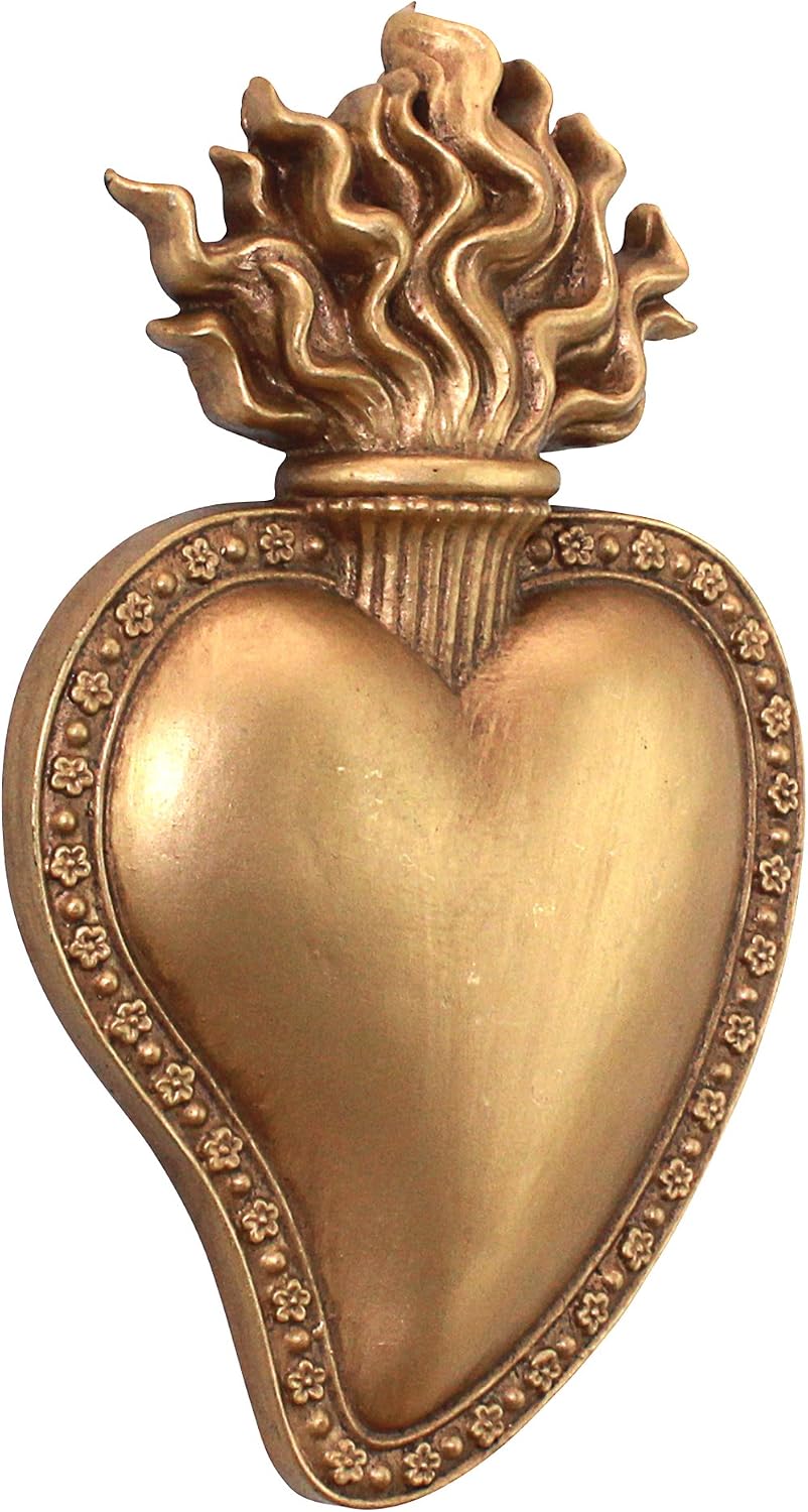 Design Toscano Most Sacred Heart Wall Sculpture, Gold, 5.00" x 1.00"