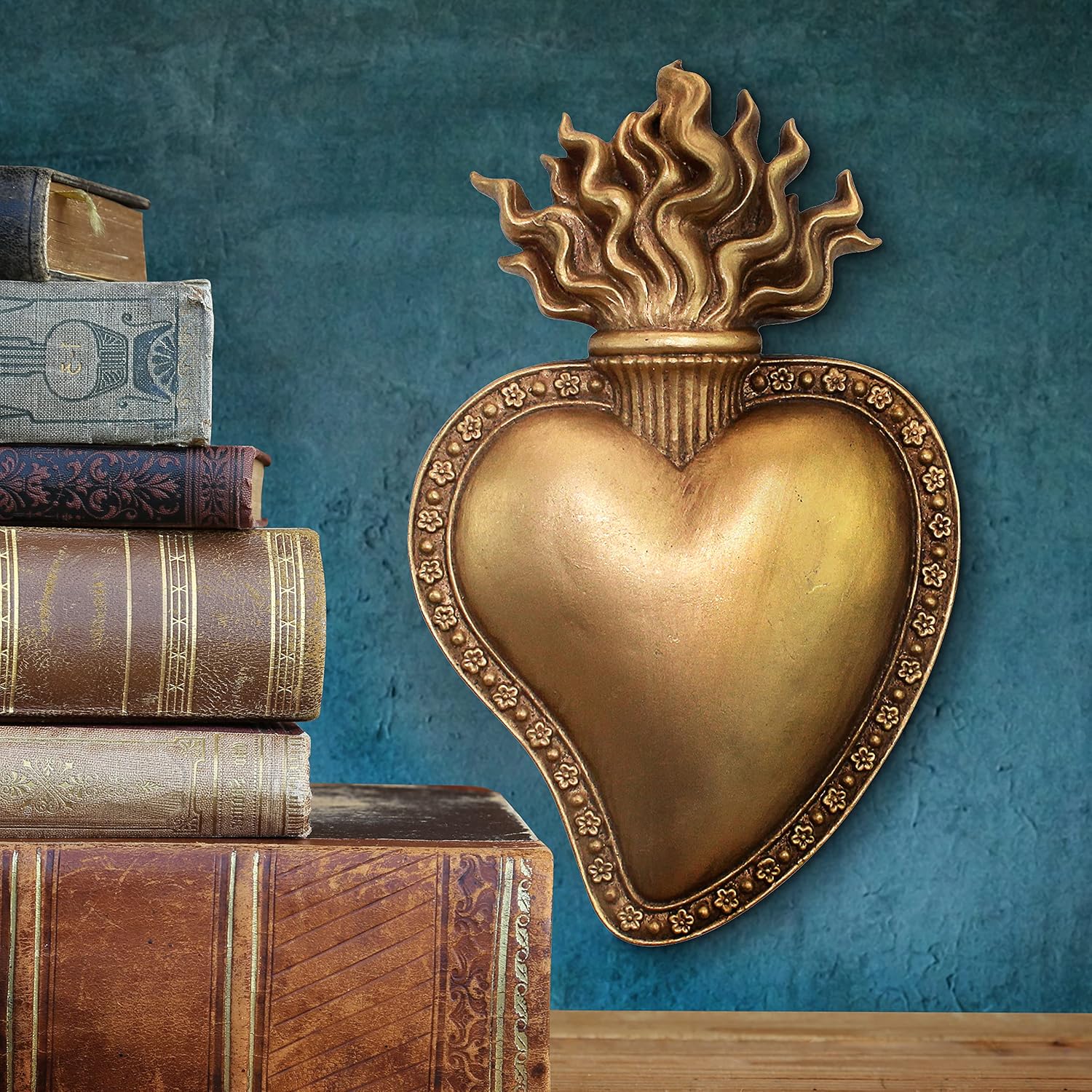 Design Toscano Most Sacred Heart Wall Sculpture, Gold, 5.00" x 1.00"