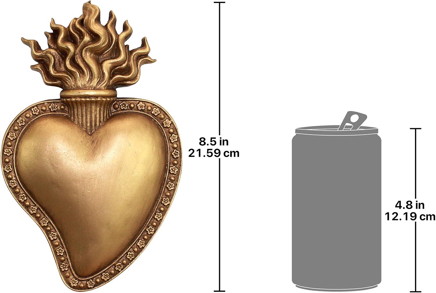 Design Toscano Most Sacred Heart Wall Sculpture, Gold, 5.00" x 1.00"