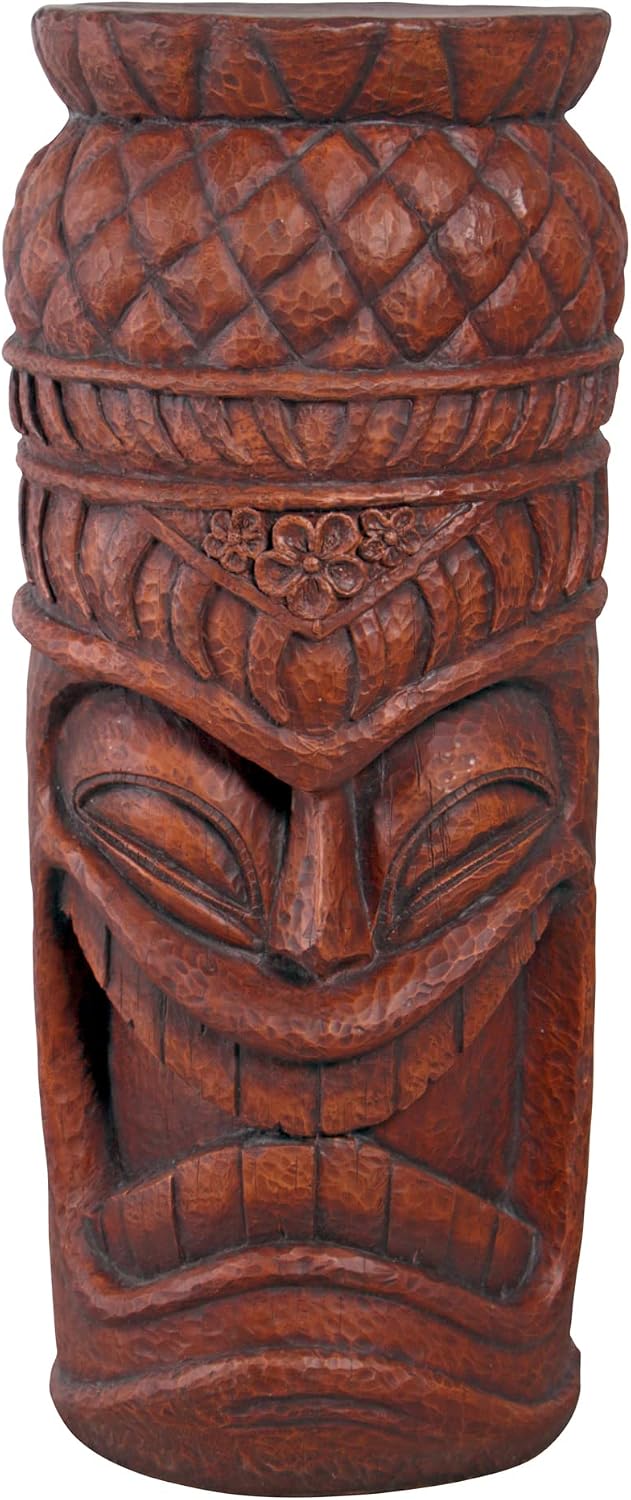 Grand Island Tiki Cocktail Console Faux Woodtone Finish