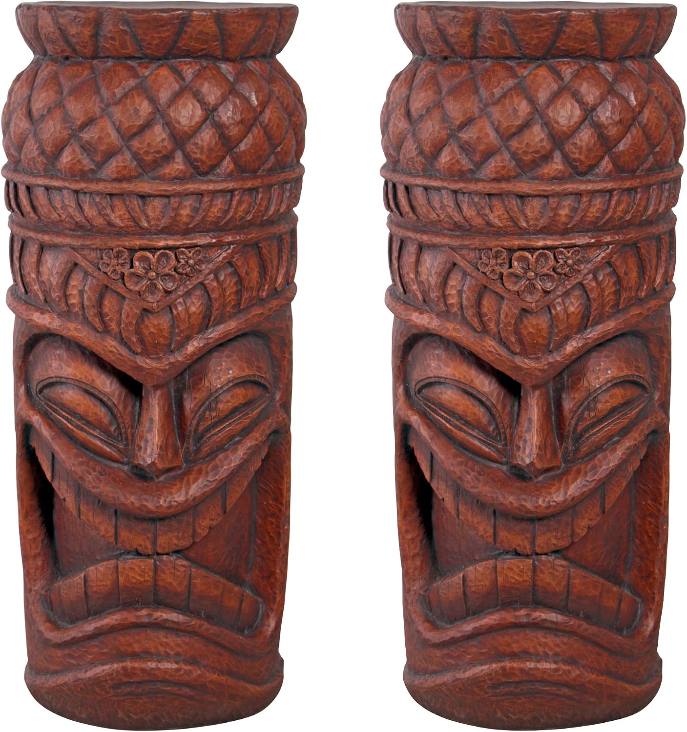S/2 Grand Island Tiki Cocktail Consoles Woodtone