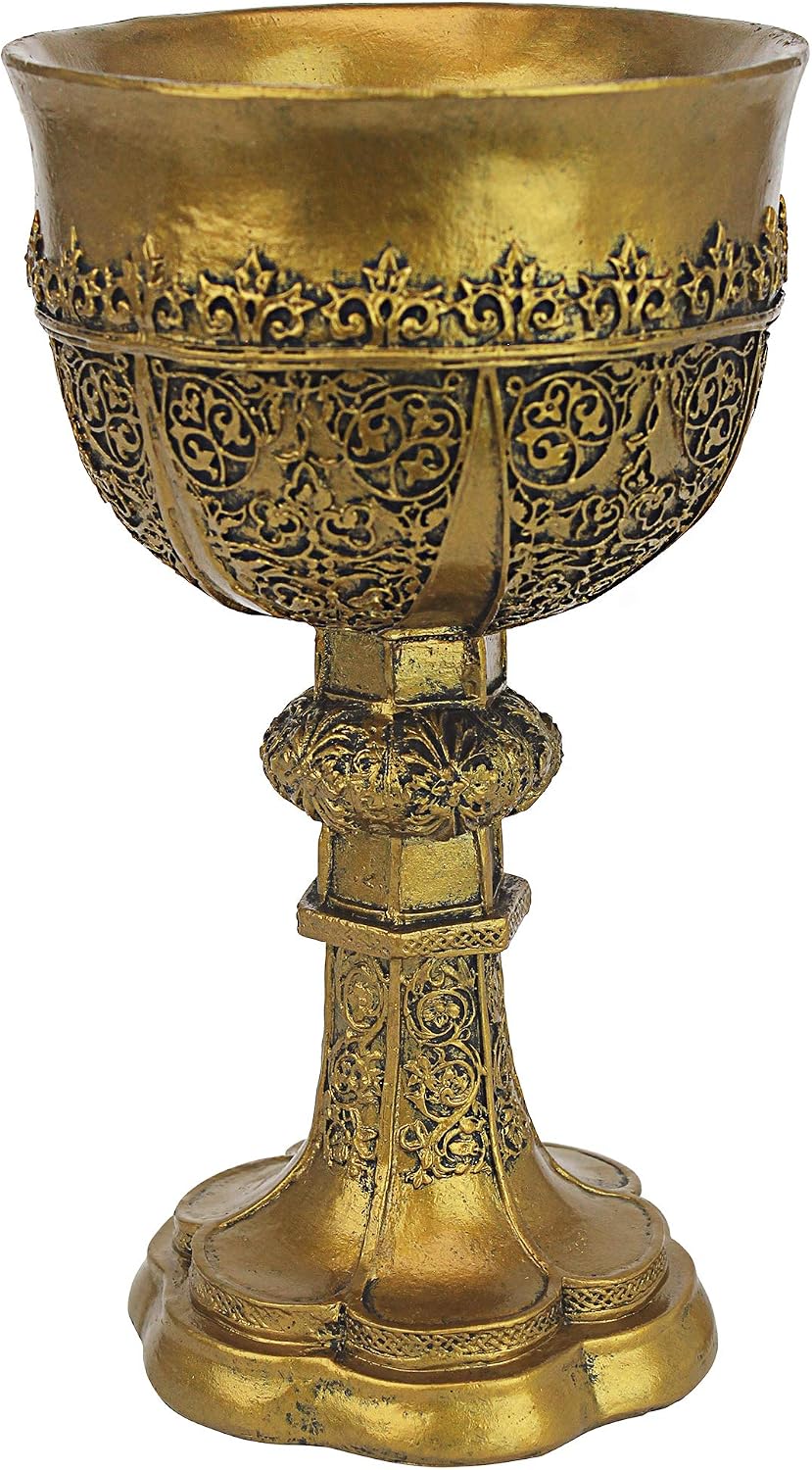 Design Toscano Golden Chalice King Arthur Statue Medieval Decor Decorative