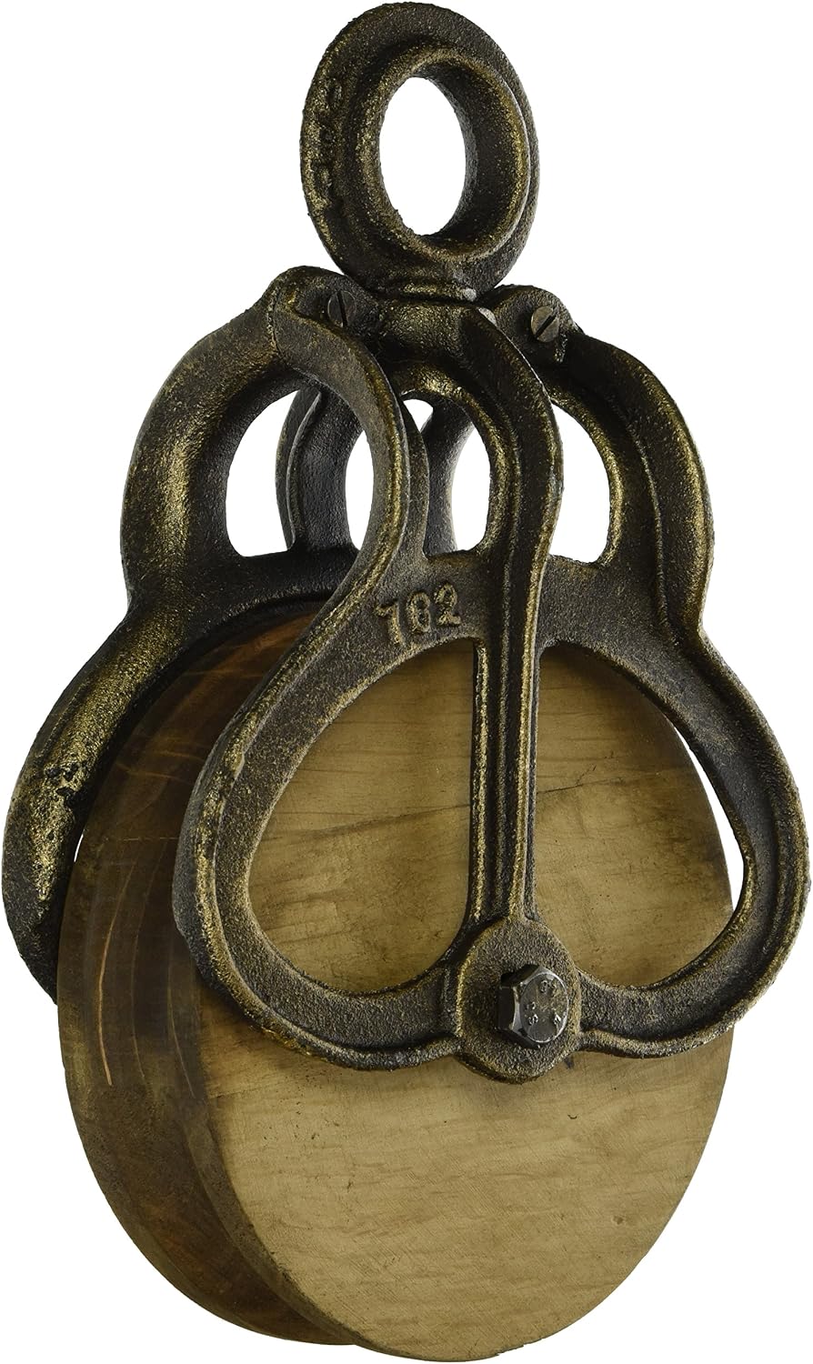Design Toscano Vintage Wheel Farm Pulley Industrial Decor, Large 10 Inch, Cast Iron and Wood, Black, 2.56" x 2.95"