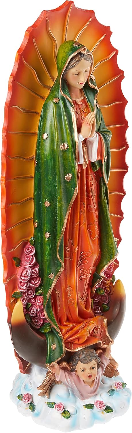 Design Toscano Virgin of Guadalupe Religious Indoor/Outdoor Garden Decor Statue, Medium 23 Inch Tall, Cast Stone Resin, Full Color Painted Finish