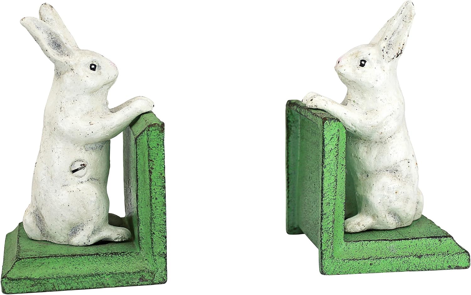 Design Toscano SP1601 Bookworm Bunny Rabbits Cast Iron Sculptural Bookend Pair, full color
