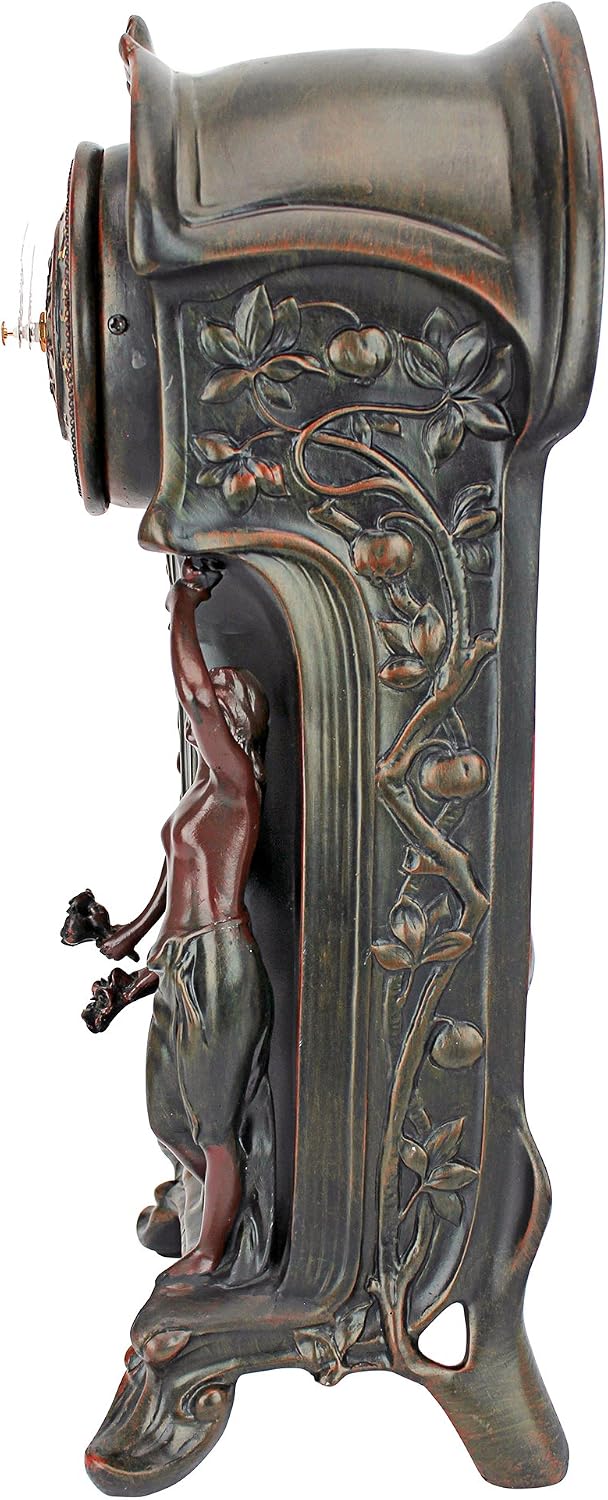 Design Toscano KY8022 Dual Maiden Art Nouveau Mantelpiece Clock, Verdigris