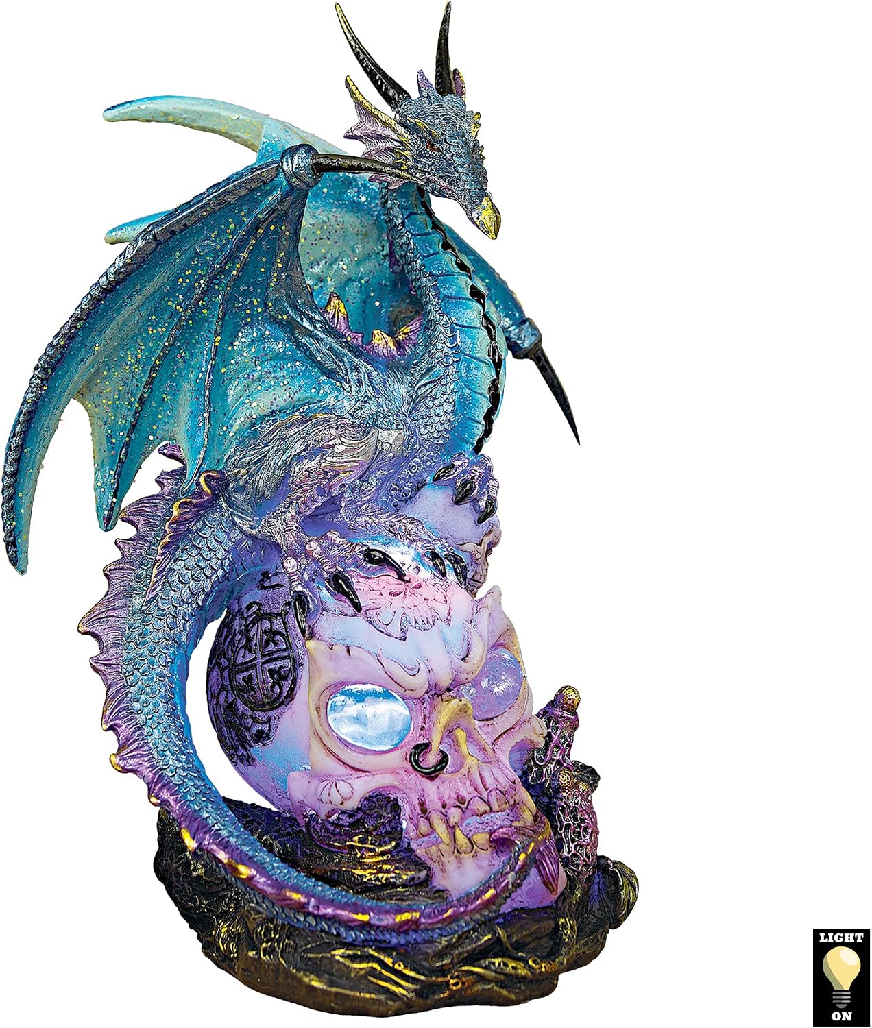 Design Toscano QS91653 Dragon Assassin on Skull Gothic Decor Statue Figurine, 7 Inch, Full Color
