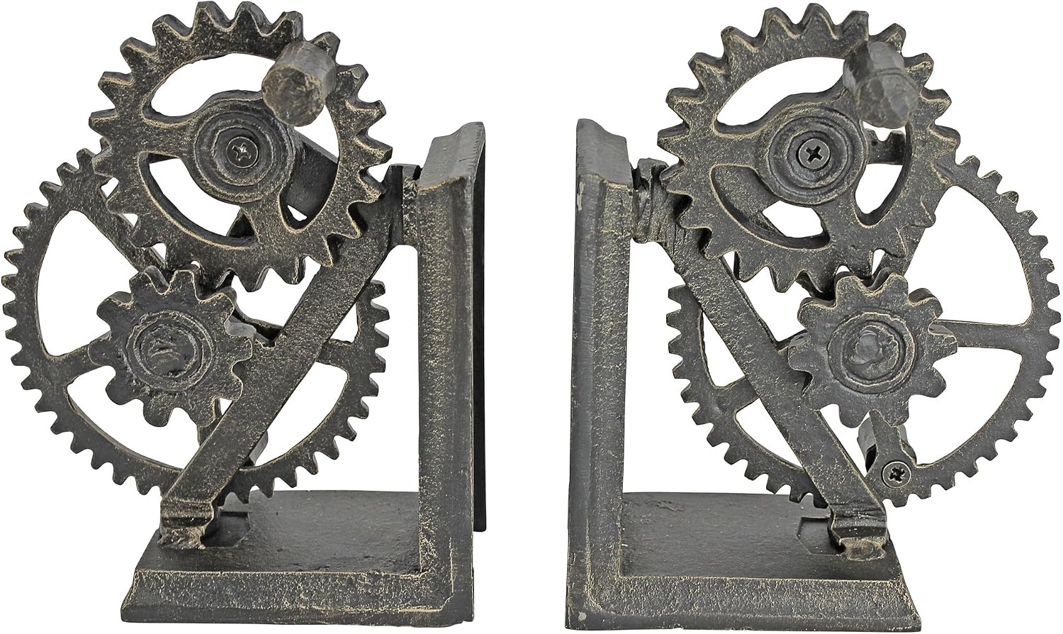 Design Toscano Industrial Gear Sculptural Iron Bookends
