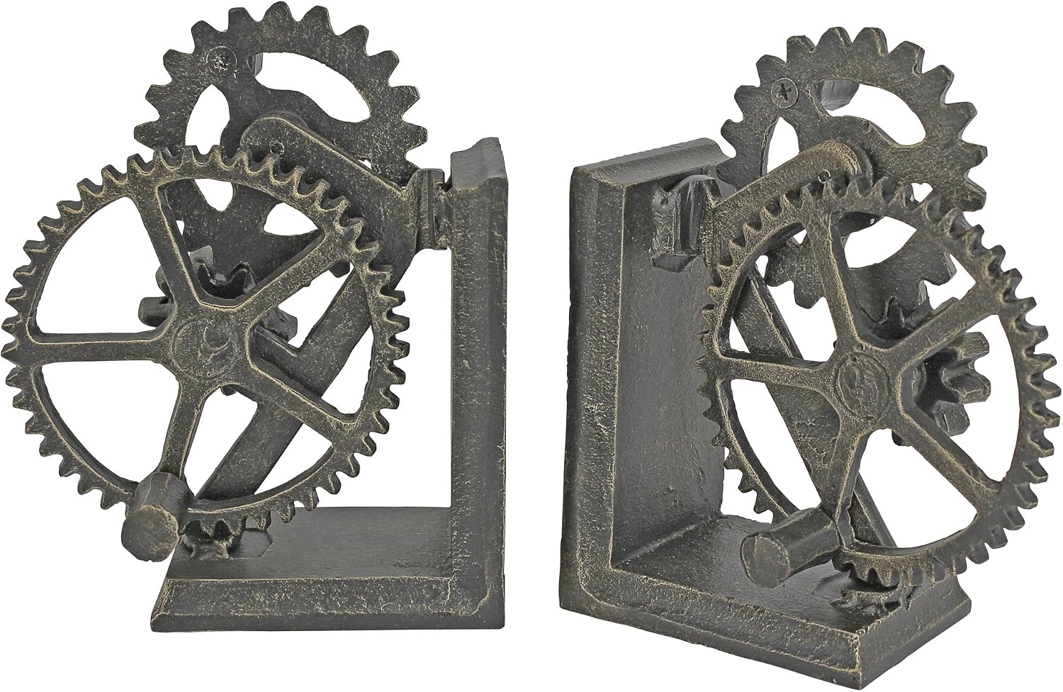 Design Toscano Industrial Gear Sculptural Iron Bookends