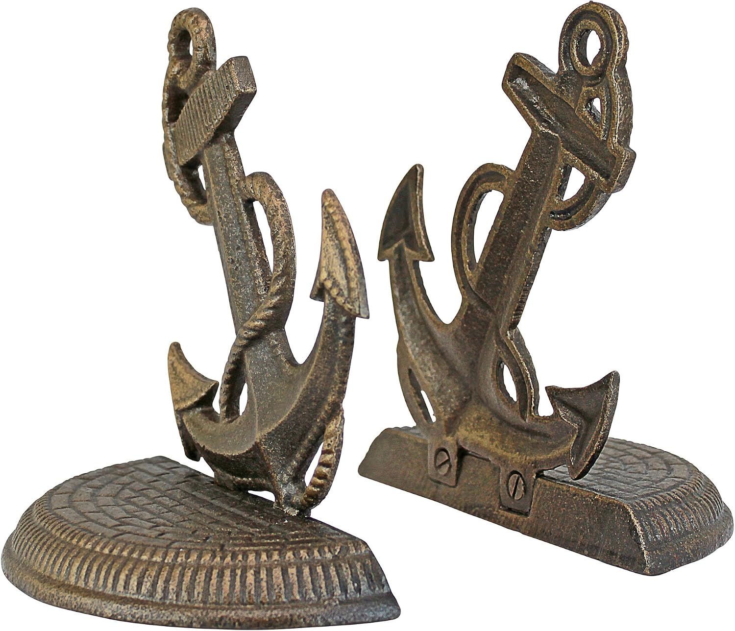 Design Toscano Maritime Anchor Cast Iron Sculptural Bookend Pair
