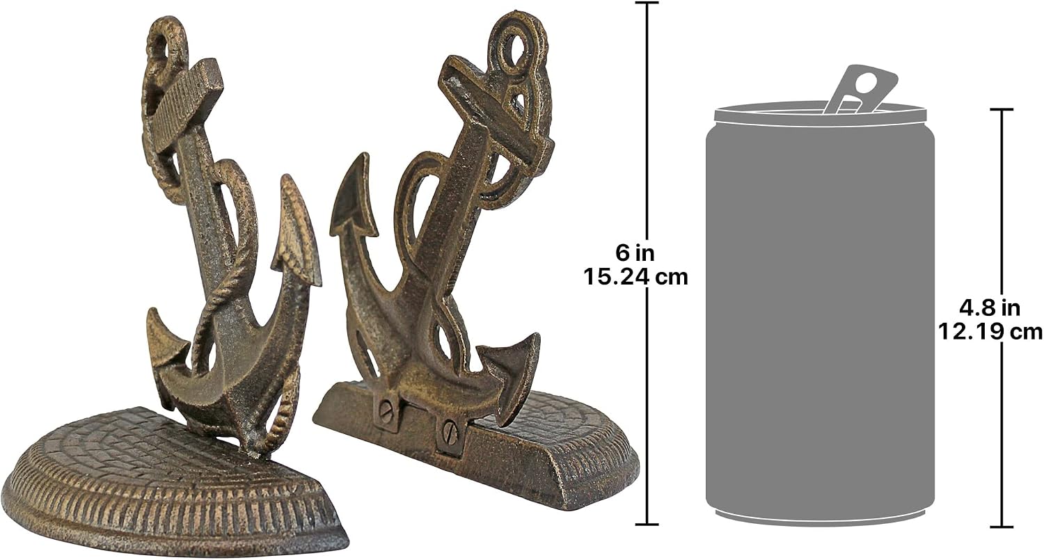 Design Toscano Maritime Anchor Cast Iron Sculptural Bookend Pair