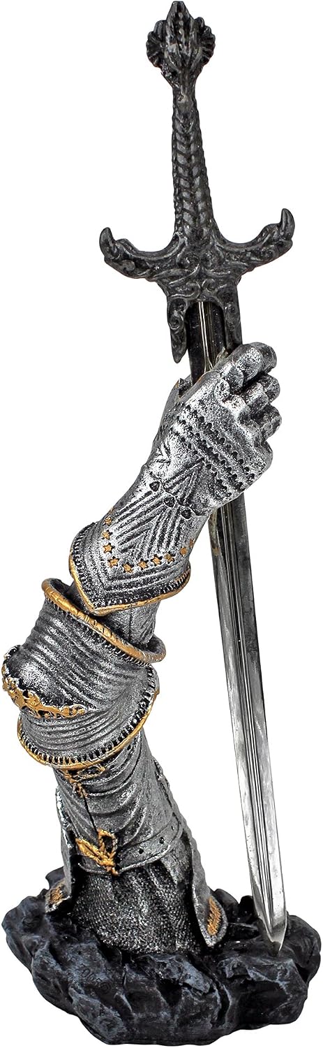 Design Toscano King Arthur's Sword of Excalibur Letter Opener Desk Accessory Statue, 10 Inch, Pewter Finish