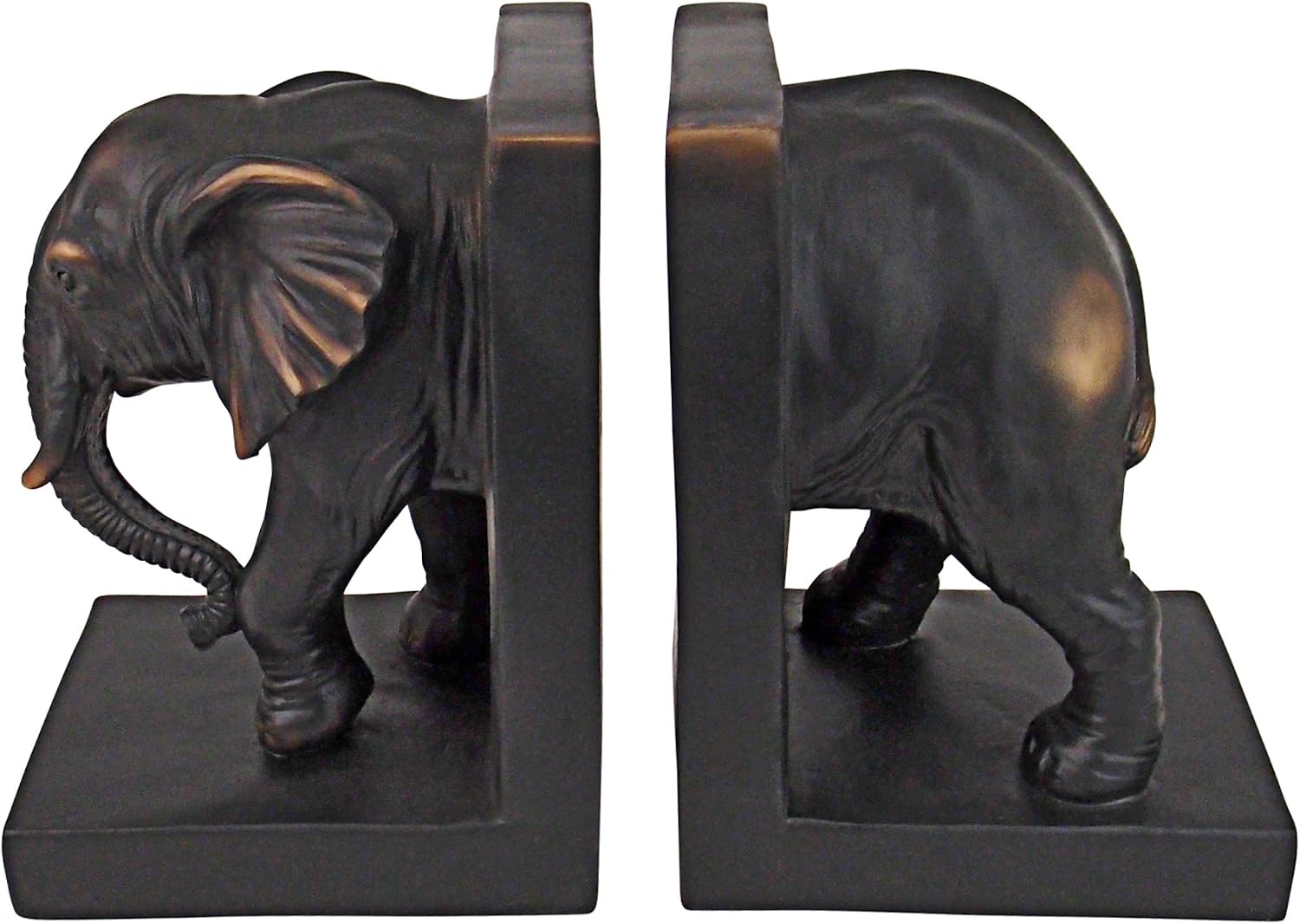 Design Toscano Elephant Bookends Statue, 7 Inch, Set of Two, Faux Bronze,QM2859800