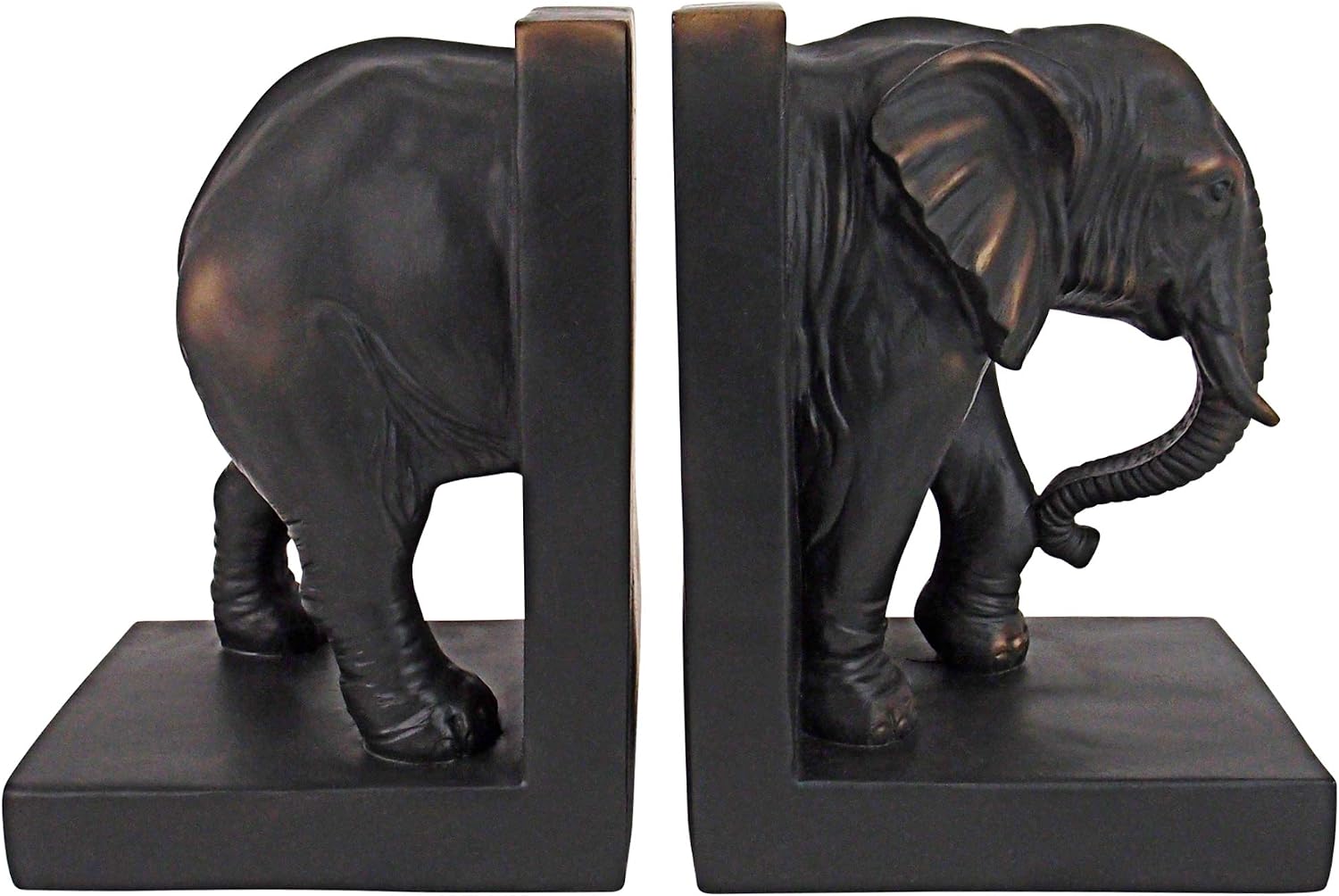 Design Toscano Elephant Bookends Statue, 7 Inch, Set of Two, Faux Bronze,QM2859800