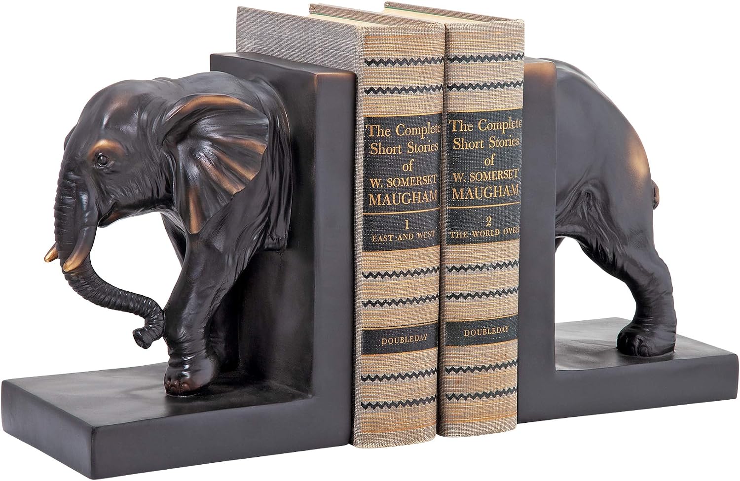 Design Toscano Elephant Bookends Statue, 7 Inch, Set of Two, Faux Bronze,QM2859800