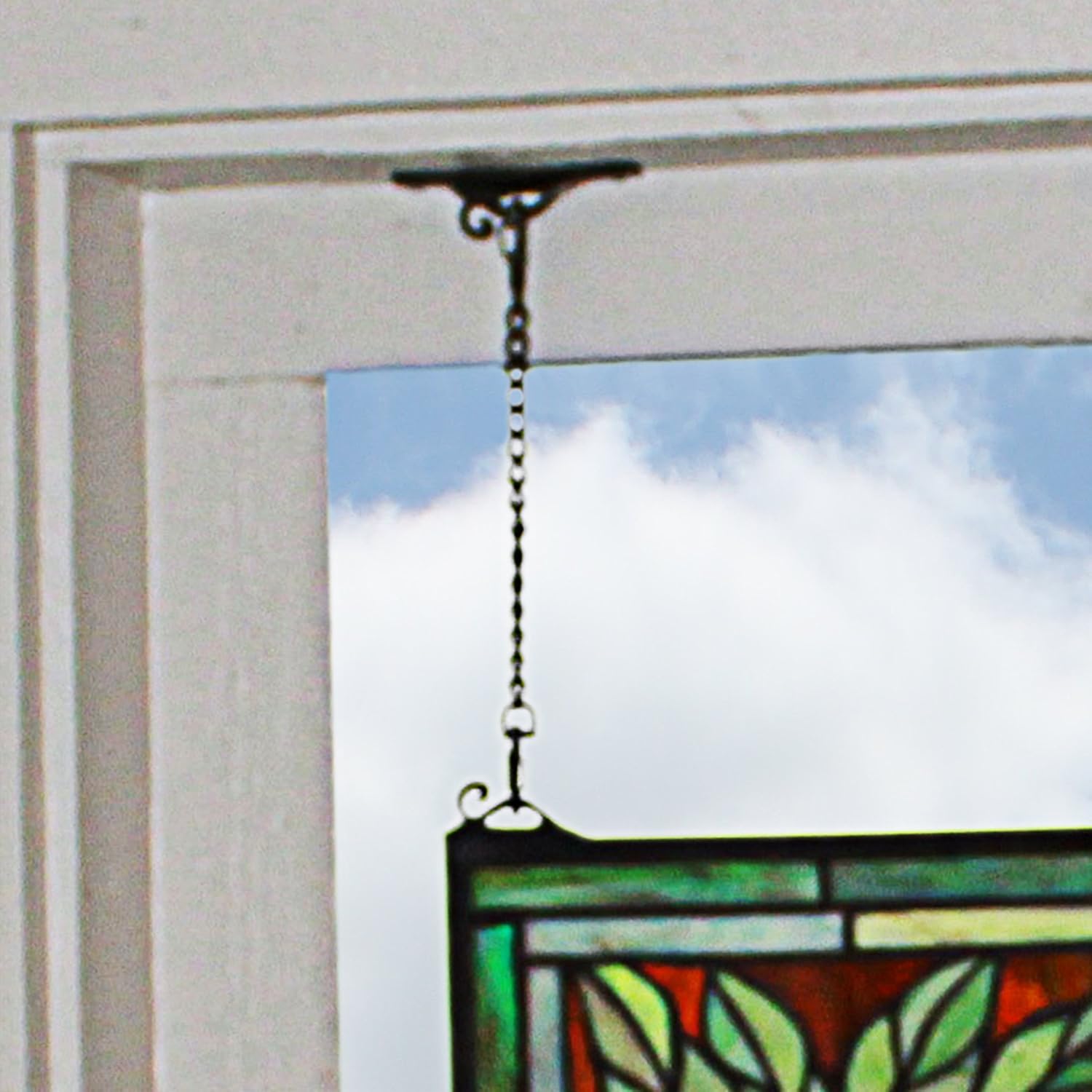 Design Toscano Glasgow Basket Tiffany-Style Stained Glass Window Nouveau Pink