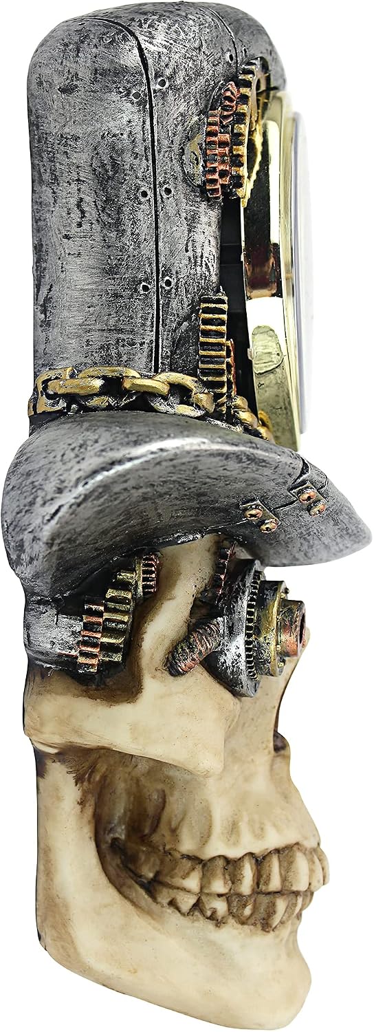 Design Toscano Steampunk MAD Hatter Skull Clock
