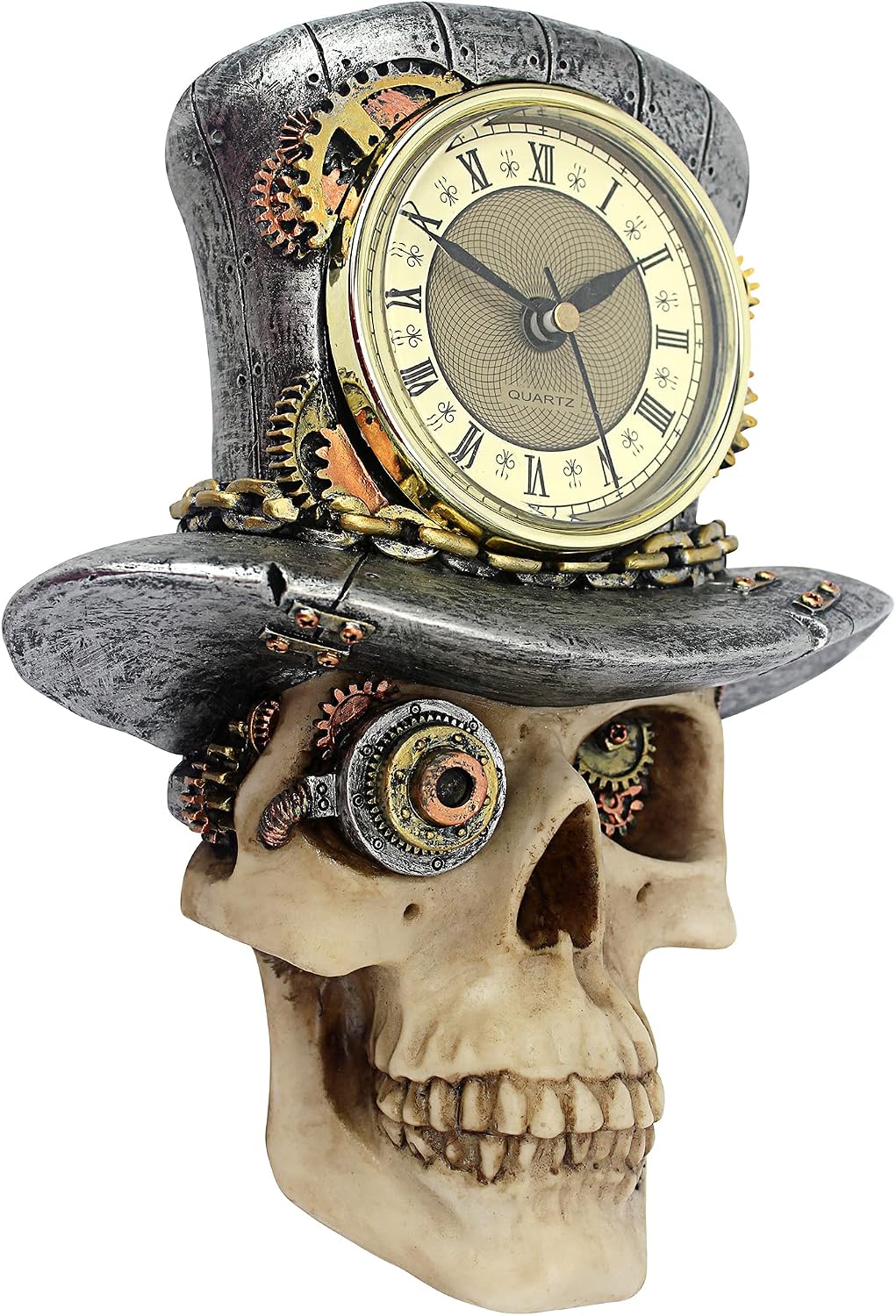 Design Toscano Steampunk MAD Hatter Skull Clock