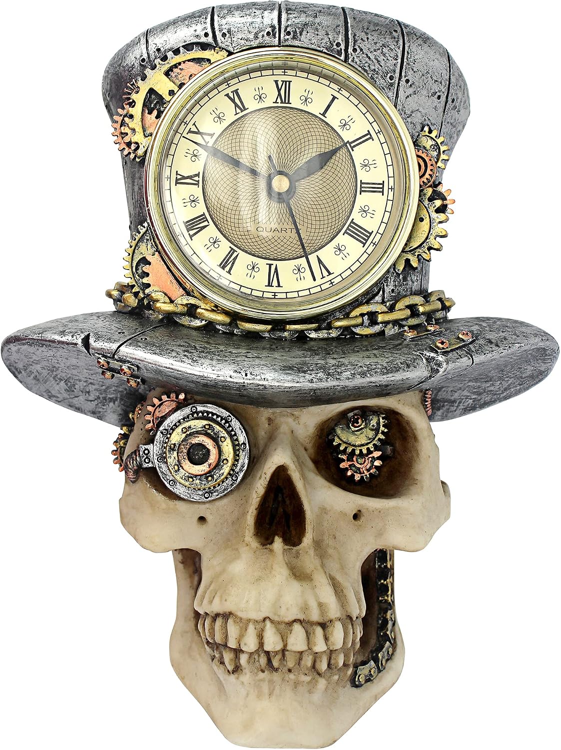 Design Toscano Steampunk MAD Hatter Skull Clock