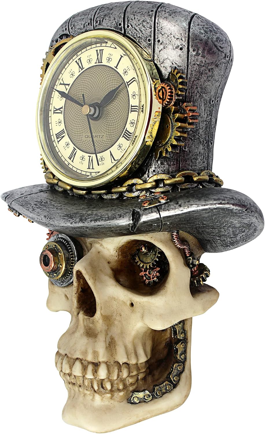Design Toscano Steampunk MAD Hatter Skull Clock