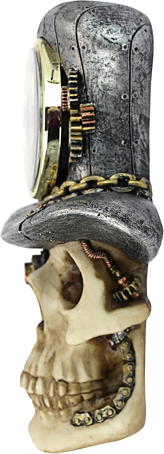 Design Toscano Steampunk MAD Hatter Skull Clock