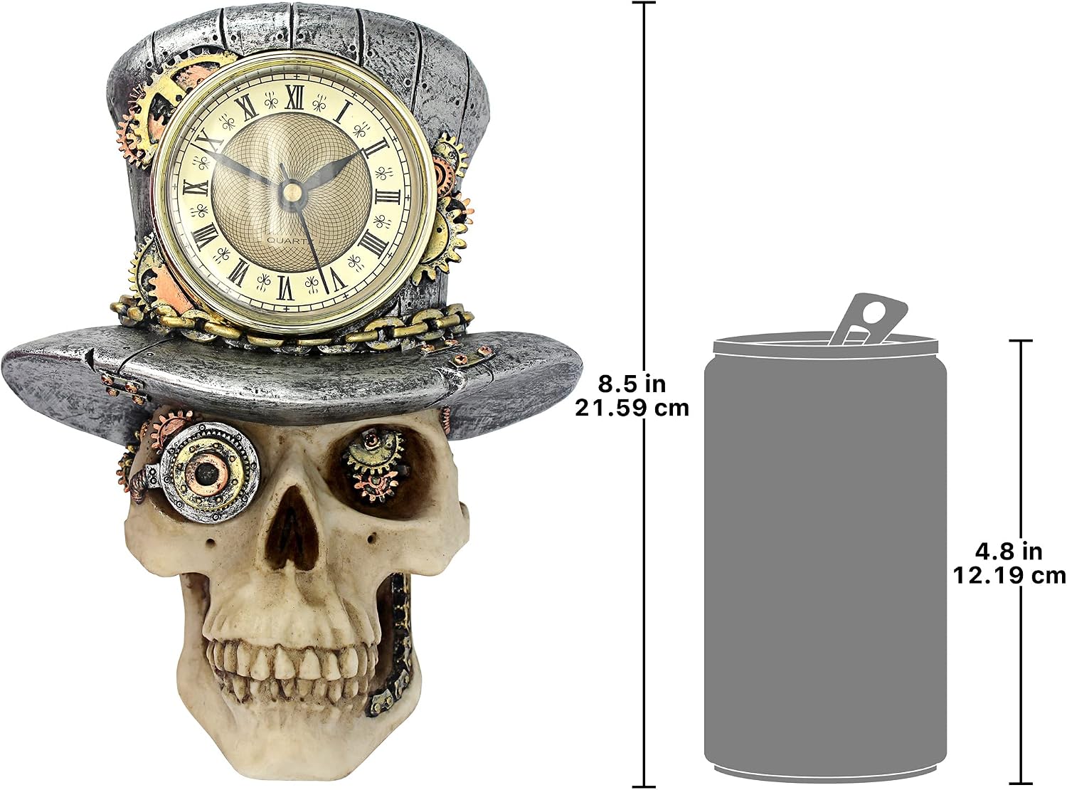 Design Toscano Steampunk MAD Hatter Skull Clock