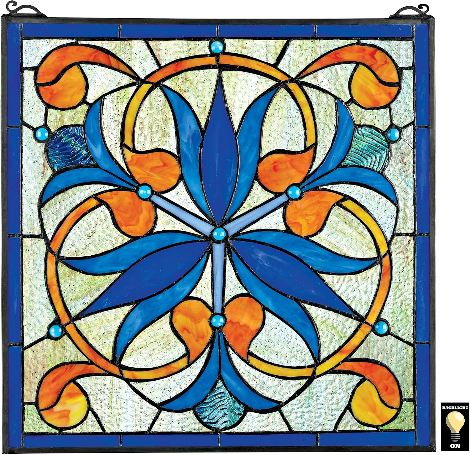 Design Toscano Mokara Orchid Trefoil Floral Stained Glass Window Blue Orchid