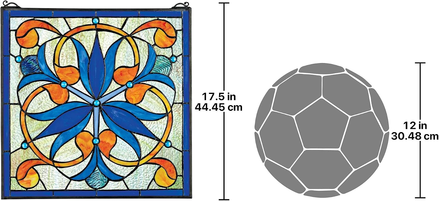 Design Toscano Mokara Orchid Trefoil Floral Stained Glass Window Blue Orchid