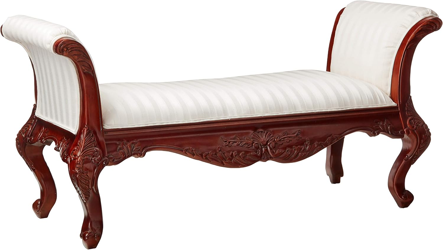 Design Toscano Maison Mehieu Upholstered Bench Seat, 5 Foot, Cherry