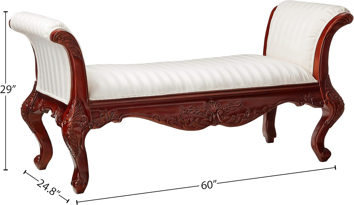 Design Toscano Maison Mehieu Upholstered Bench Seat, 5 Foot, Cherry