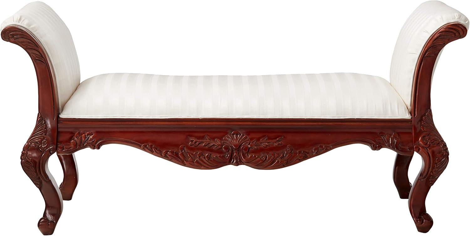 Design Toscano Maison Mehieu Upholstered Bench Seat, 5 Foot, Cherry