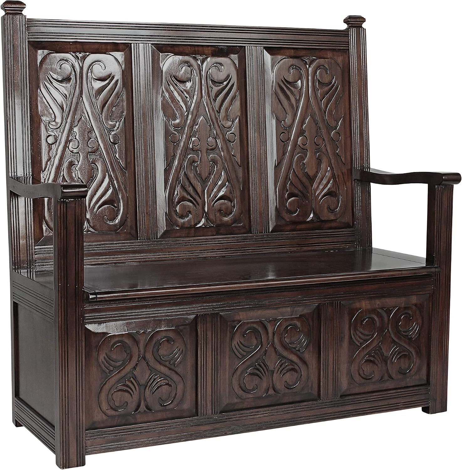 Design Toscano Historic Monk's Storage Wood Entryway Bench