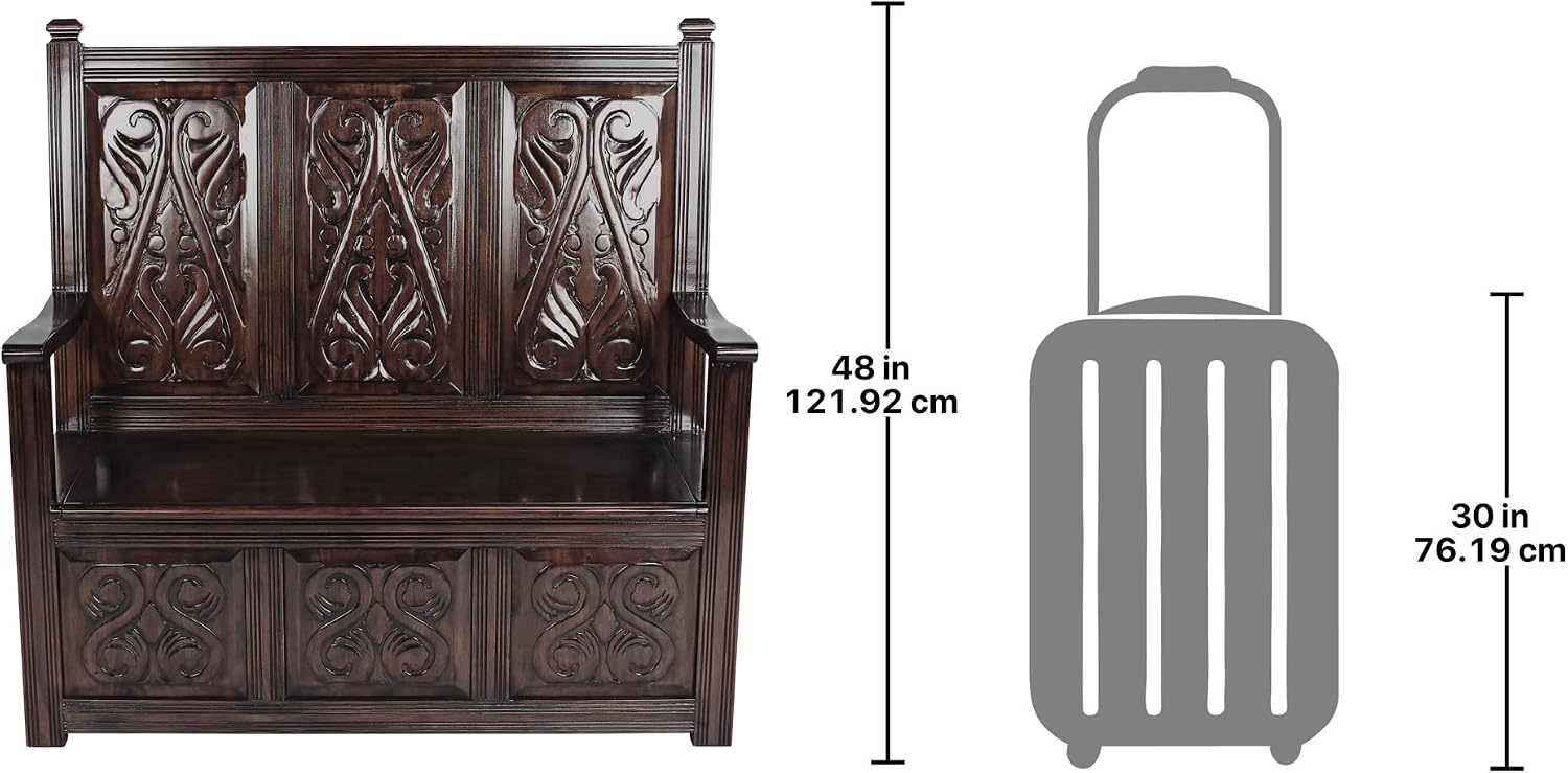 Design Toscano Historic Monk's Storage Wood Entryway Bench