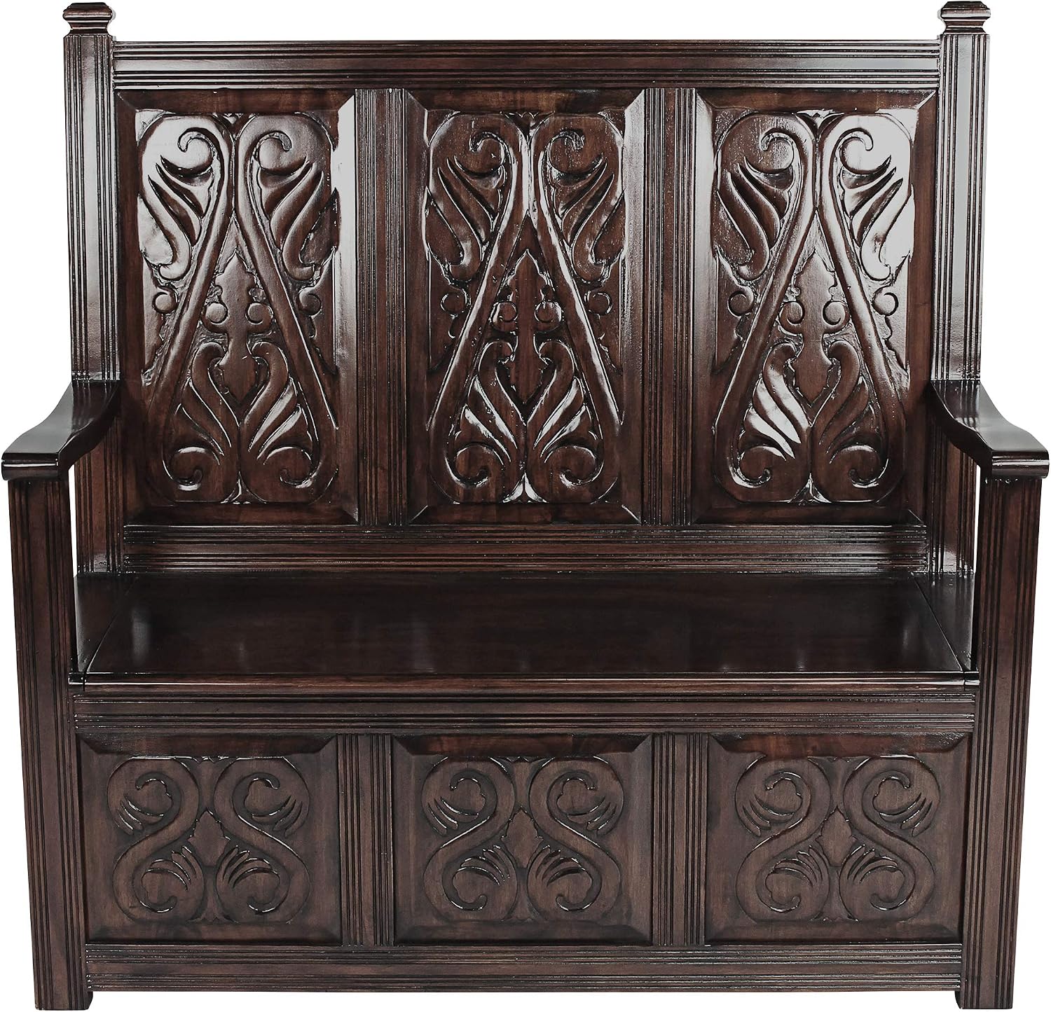 Design Toscano Historic Monk's Storage Wood Entryway Bench