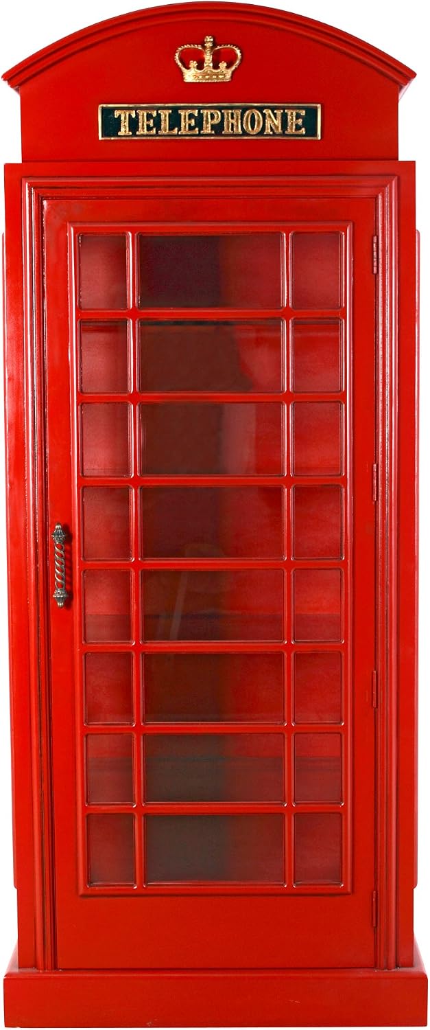 Design Toscano NE36832 British Telephone Booth Display Cabinet, Red Small