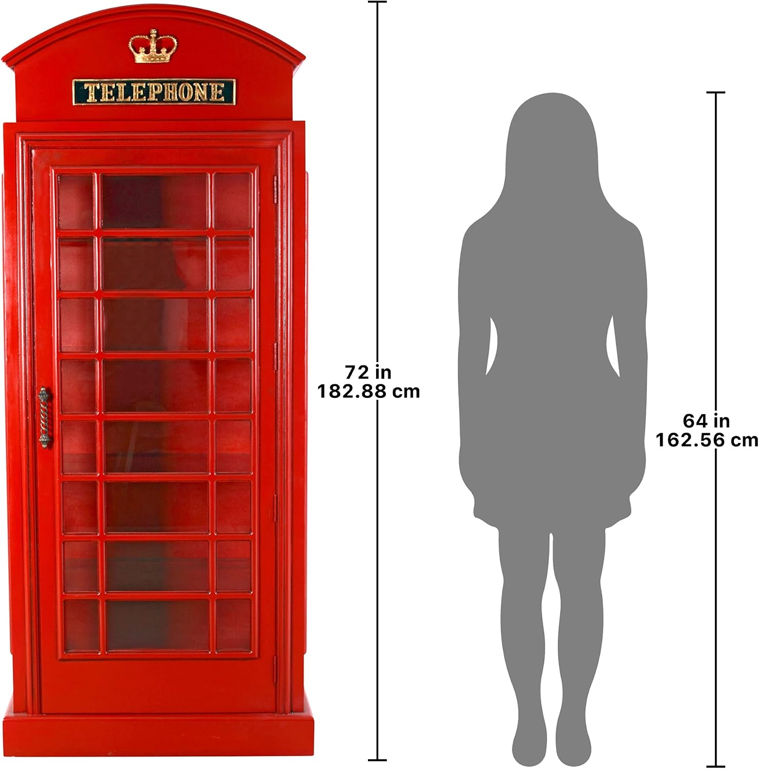 Design Toscano NE36832 British Telephone Booth Display Cabinet, Red Small