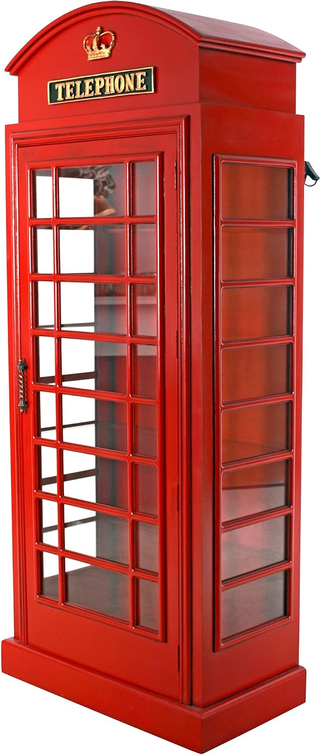 Design Toscano NE36832 British Telephone Booth Display Cabinet, Red Small