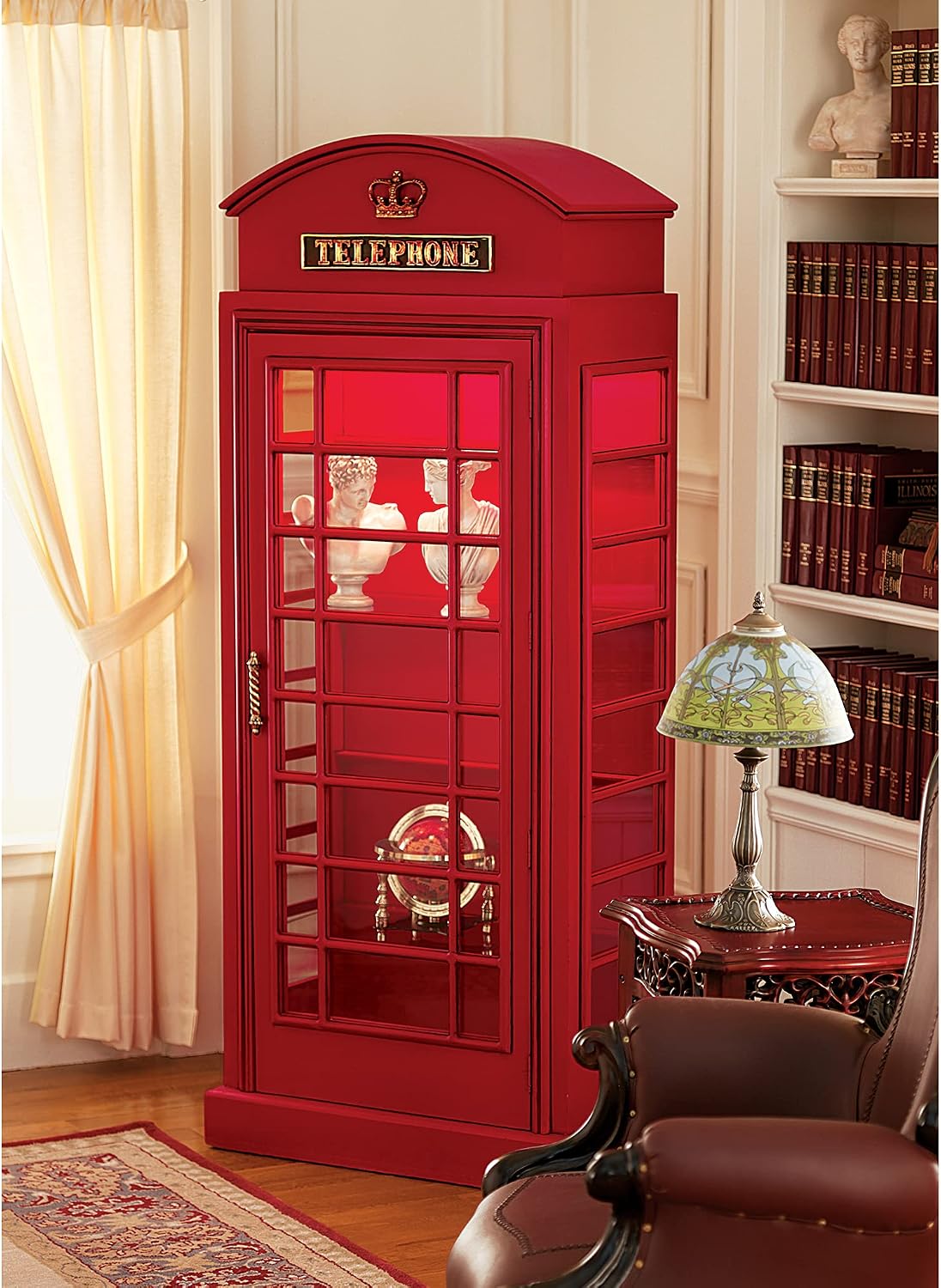 Design Toscano NE36832 British Telephone Booth Display Cabinet, Red Small