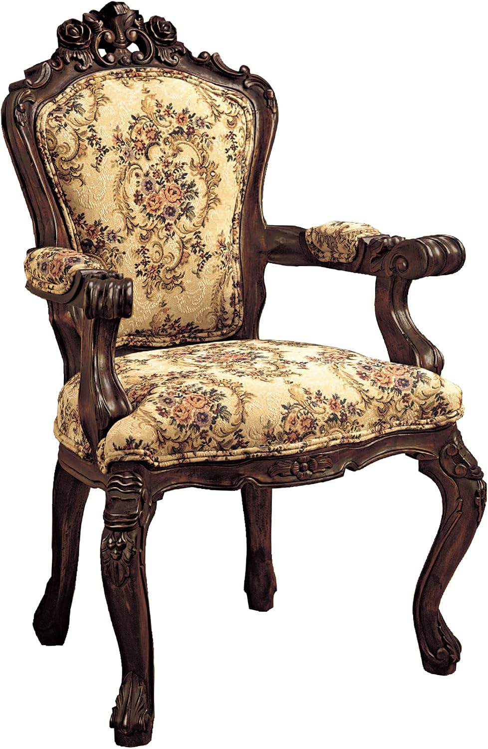 Design Toscano Rocaille Carved Victorian Armchair, 41 Inch, Gold