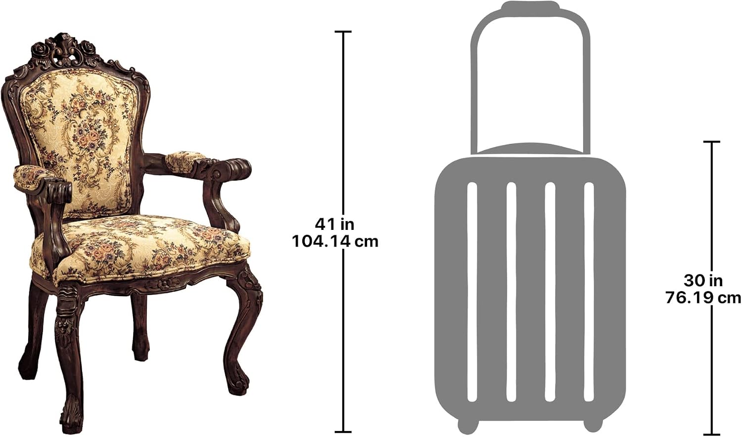 Design Toscano Rocaille Carved Victorian Armchair, 41 Inch, Gold