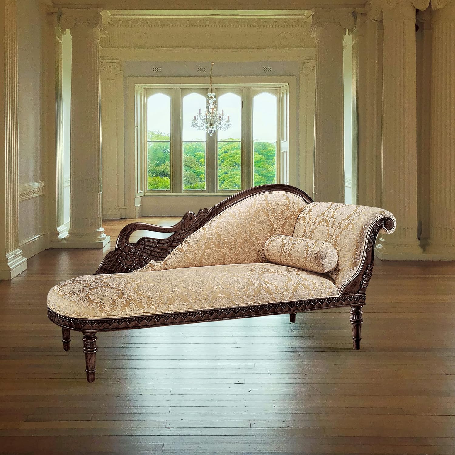 Design Toscano Swan Fabric Chaise Lounge