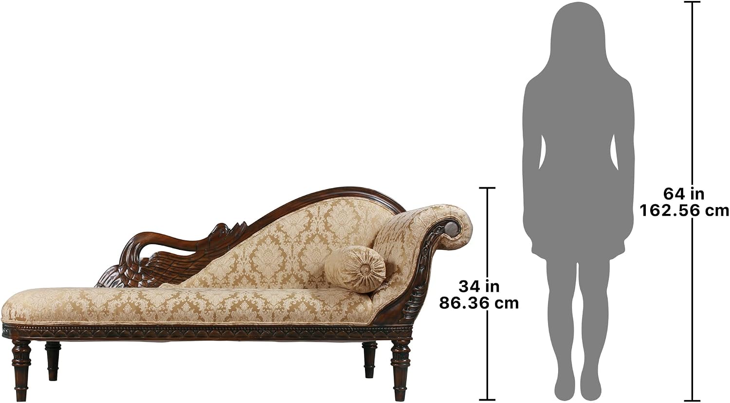 Design Toscano Swan Fabric Chaise Lounge