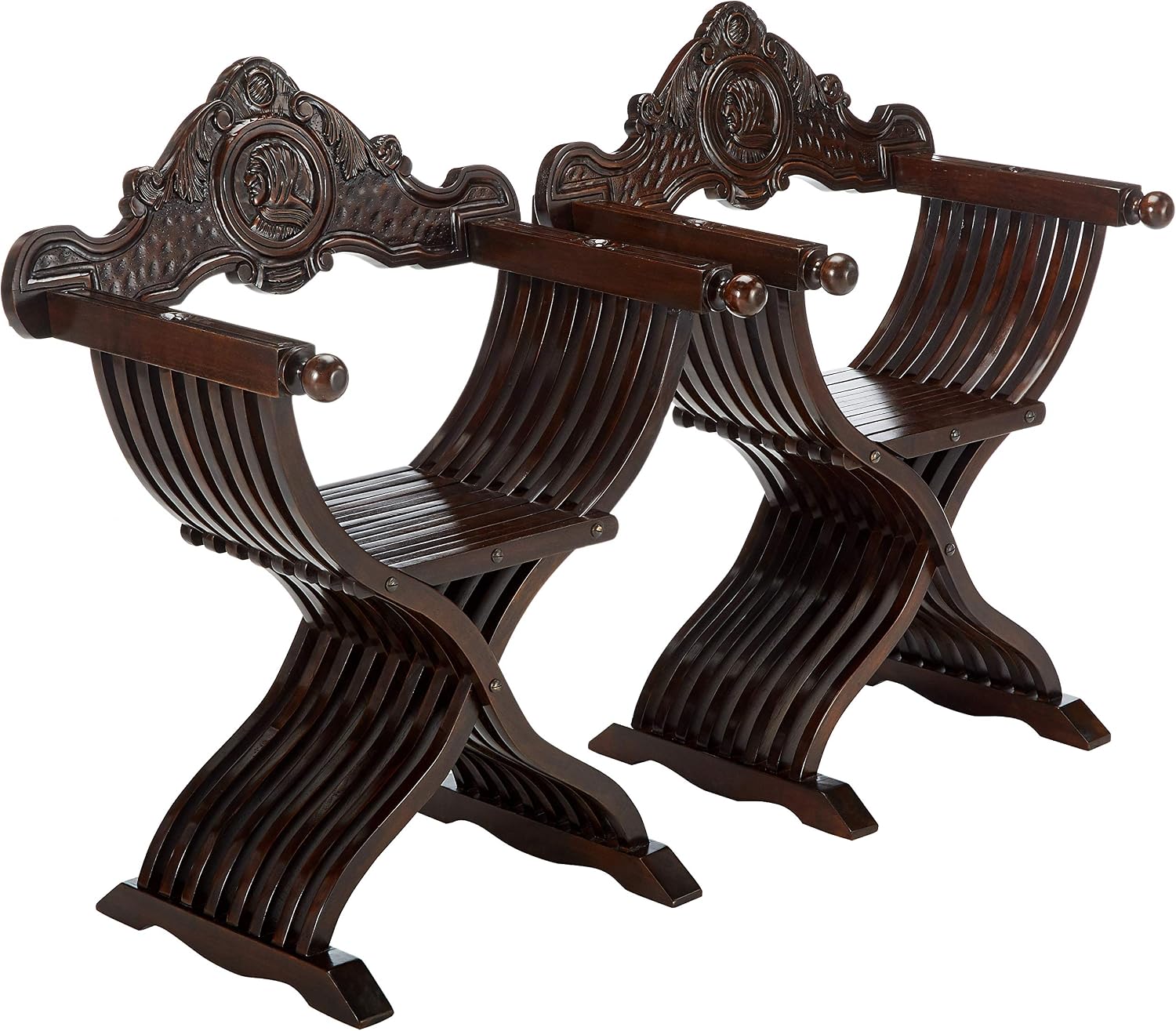 Design Toscano The Savonarola Chair: Set of Two, Cherry