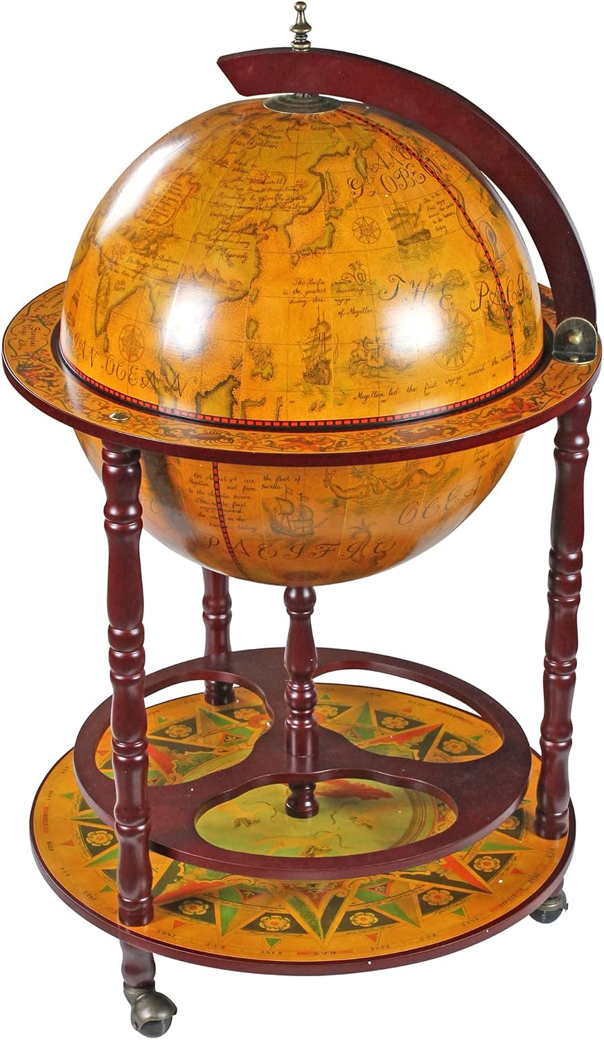 Design Toscano SJ45001 Sixteenth-Century Italian Replica Globe Bar Cart Sepia Tone