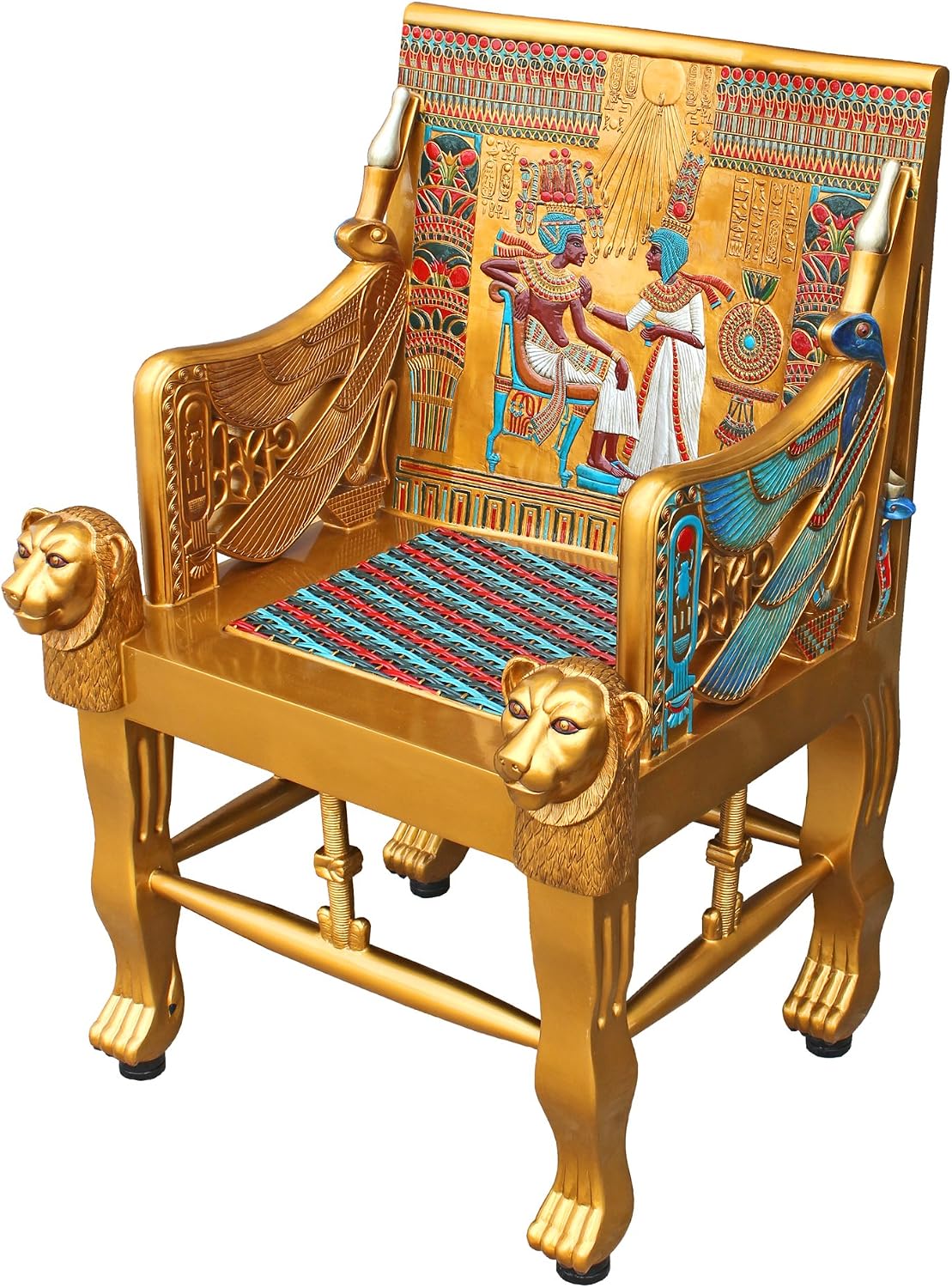 Design Toscano King Tutankhamen's Tomb Egyptian Throne Chair, 41 Inch, Gold