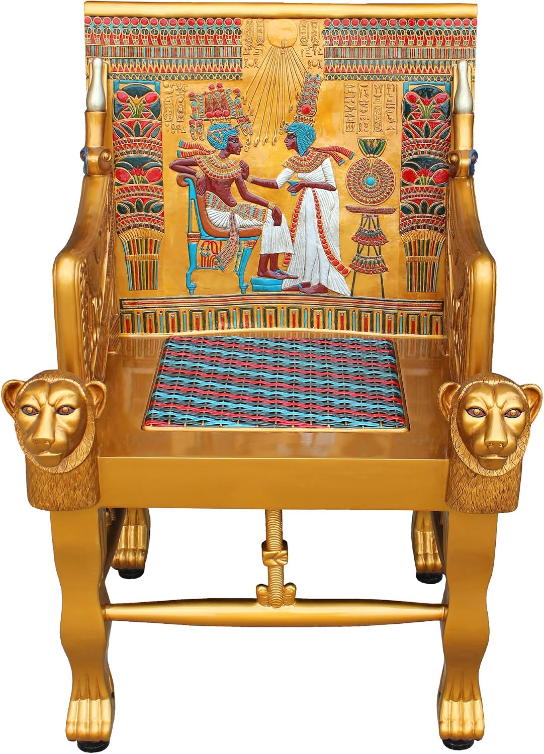 Design Toscano King Tutankhamen's Tomb Egyptian Throne Chair, 41 Inch, Gold