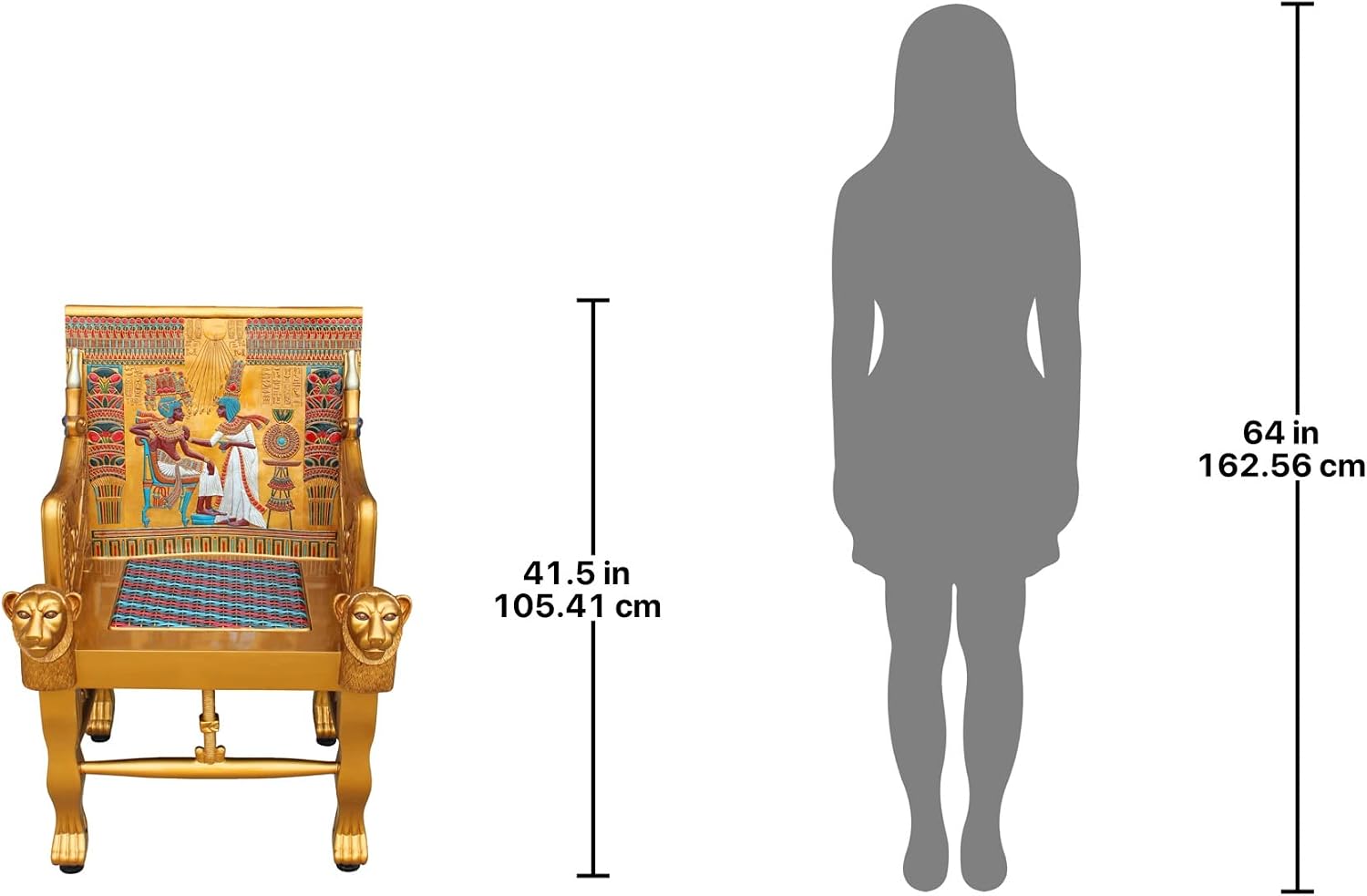 Design Toscano King Tutankhamen's Tomb Egyptian Throne Chair, 41 Inch, Gold